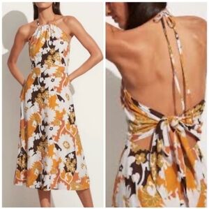 Faithfull the Brand Women’s Floral Halter Maxi Dress Size S Lined Tie Back
